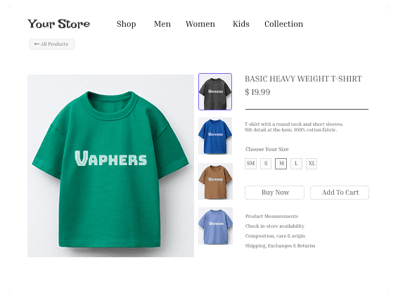 Shopify storefront with collections and conversion elements